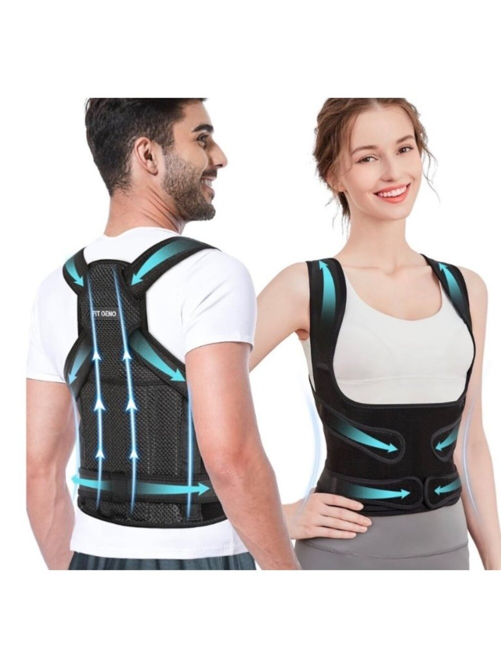 Fit Geno Back Brace Posture Corrector Adjustable Full Back Support Unisex